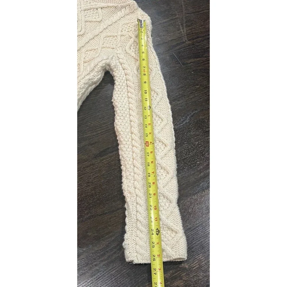 Paul James England‎ Sweater Women’s Small Beige Cable Knit Pullover Mock Neck